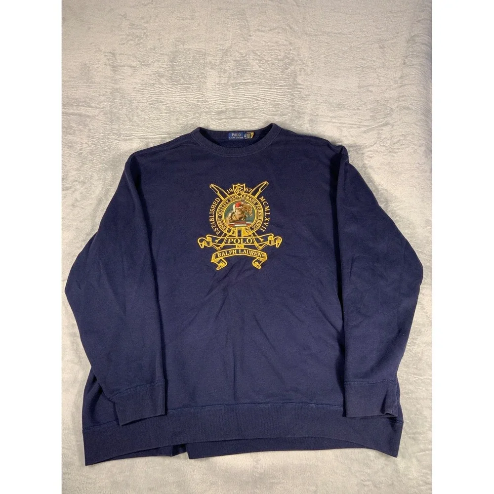 Polo Ralph Lauren Equestrian Horse Gold Cress Blue Sweatshirt Big & Tall 4XL